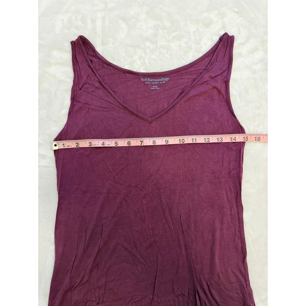 Soft Surroundings Womens Plum Purple V-Neck Viscose Tank Top Size Small 2AZ23 - Picture 5 of 8